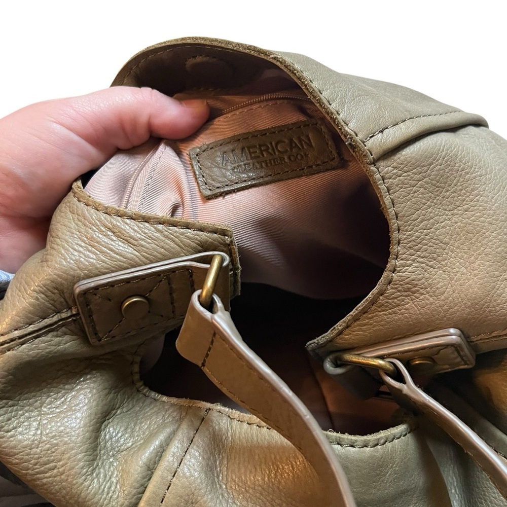 American Leather Company Green Leather Shoulder Bag - Picture 4 of 5